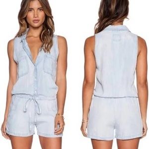 Rails Fiona Chambray Collared Button Down Sleeveless Romper